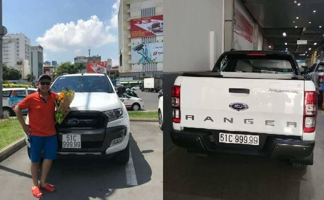 V&agrave;o ng&agrave;y 21/5/2018, chủ nh&acirc;n của chiếc b&aacute;n tải Ford Ranger bản Wildtrak sinh sống tại TP.HCM bấm ngẫu nhi&ecirc;n được biển số ngũ qu&yacute; 9