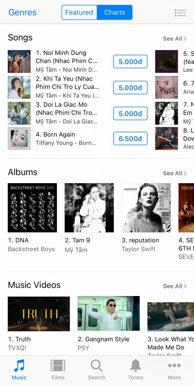 Đồng loạt cả 3 ca kh&uacute;c nhạc phim của Mỹ T&acirc;m vươn l&ecirc;n dẫn đầu bảng xếp hạng iTunes