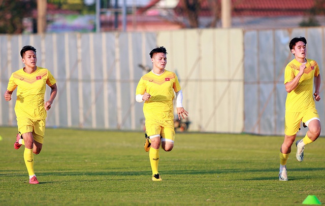 Các cầu thủ U23 Việt Nam tập kín trong buổi tập cuối trước trận ra quân ở U23 châu Á 2020