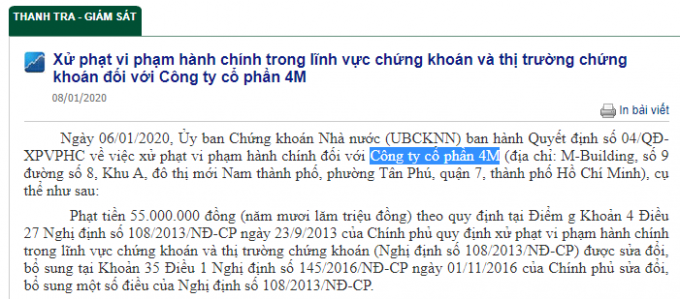 con ty co phan 4m bi xu phat