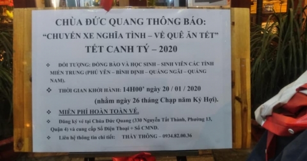 Nhà chùa tặng vé xe "Tết" phí về quê đón Xuân