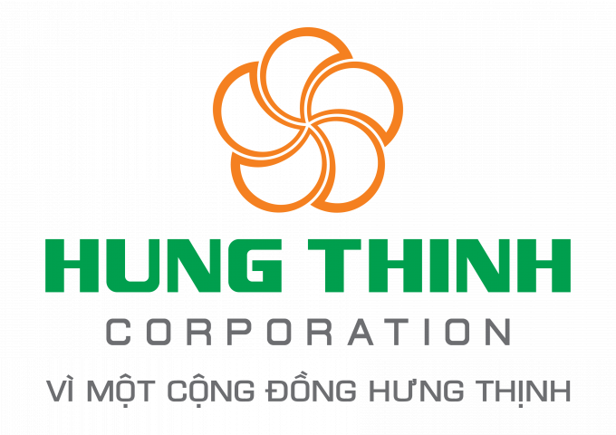 Logo, slogan Tập đoàn Hưng Thịnh – tập đoàn BĐS uy tín hàng đầu thị trường với 18 năm kinh nghiệm.