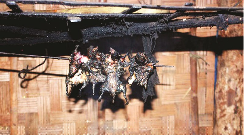  Thịt chuột g&aacute;c bếp được sử dụng l&agrave;m vật c&uacute;ng lễ tổ ti&ecirc;n trong ng&agrave;y Tết cổ truyền của người Dao Tiền. Ảnh: nguồn B&aacute;o Nghệ An