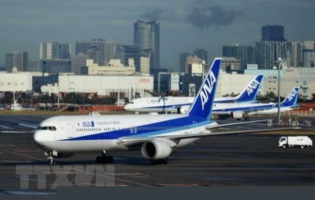 Máy bay chở 206 công dân Nhật Bản đang sống và làm việc ở thành phố Vũ Hán (Trung Quốc) đáp xuống sân bay Haneda ở thủ đô Tokyo ngày 29/1. (Ảnh: Kyodo/TTXVN)