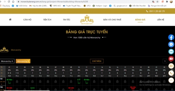 Ra mắt bảng giá trực tuyến căn hộ chung cư cao cấp tại Đà Nẵng