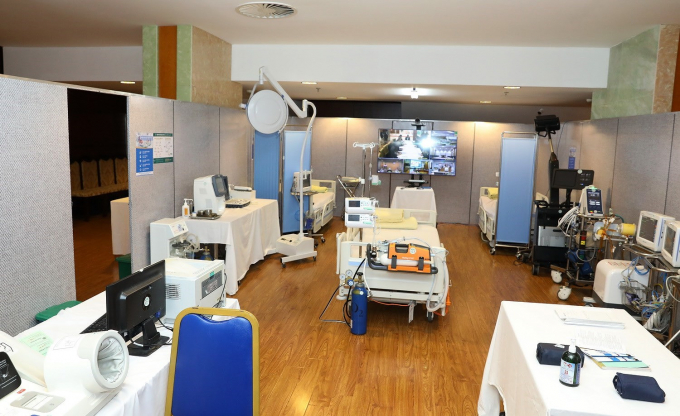 Phòng thường trực chỉ huy của Bộ Y tế phục vụ Đại hội lần thứ XIII của Đảng tại Trung tâm Hội nghị Quốc gia. (Ảnh: TTXVN)