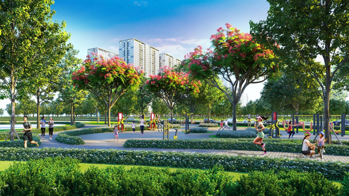 Cư dân tại Hinode Royal Park hưởng trọn bầu không khí thoáng mát, ngập tràn sắc xanh của thiên nhiên.