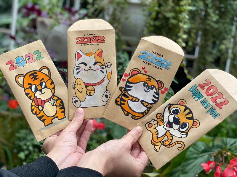 Những phong bao lì xì hanmade bằng chất liệu giấy canson.