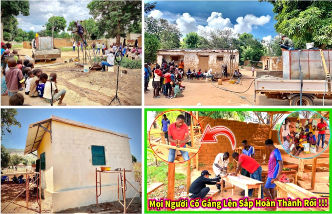Những hoạt động thiện nguyện của Quang Linh và Team châu Phi tại Angola như đào giếng khoan, xây nhà, sửa trường học cho người dân bản địa. Ảnh FB nhân vật.