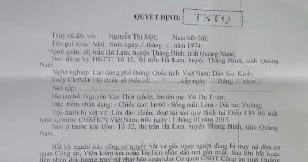 Quảng Nam: Bắt khẩn cấp đối tượng truy nã ngày giáp Tết