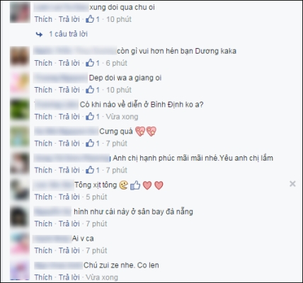 C&aacute;c fan h&acirc;m mộ tỏ ra kh&aacute; vui mừng v&agrave; ủng hộ cặp đ&ocirc;i trước th&ocirc;ng tin n&agrave;y. Ảnh: facebook.