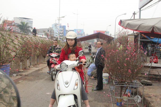 C&agrave;nh đ&agrave;o, hoa l&ecirc; h&uacute;t h&agrave;ng trong dịp rằm th&aacute;ng Gi&ecirc;ng.