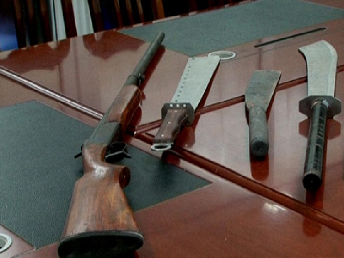 Hung kh&iacute; thu giữ tại cơ quan Cảnh s&aacute;t điều tra C&ocirc;ng an tỉnh Quảng Ninh.