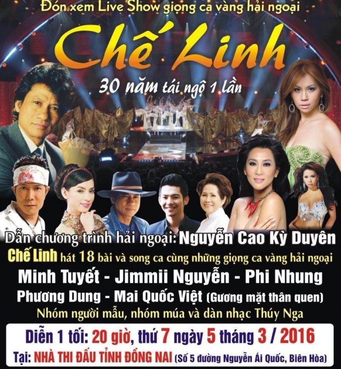 Liveshow khủng của Chế Linh tại Đồng Nai.