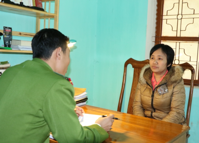 Đối tượng Ho&agrave;ng Thị Cảnh tại Cơ quan điều tra.