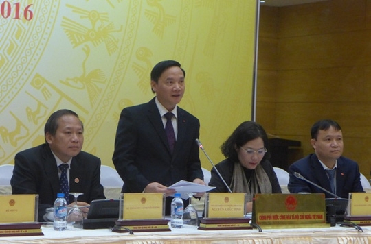 Ph&oacute; Chủ nhiệm văn ph&ograve;ng Ch&iacute;nh phủ Nguyễn Khắc Định ph&aacute;t biểu tại buổi họp b&aacute;o - Ảnh: Thế Dũng.