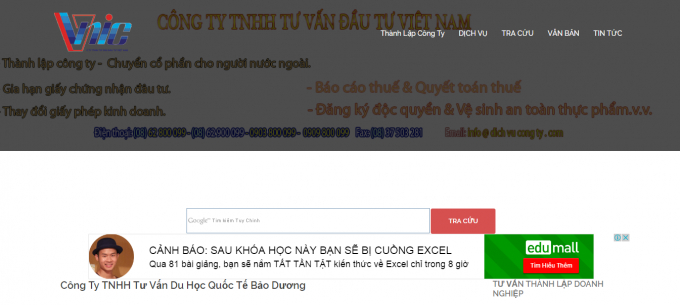 Giao diện của C&ocirc;ng ty&nbsp;tư vấn du học quốc tế Bảo Dương