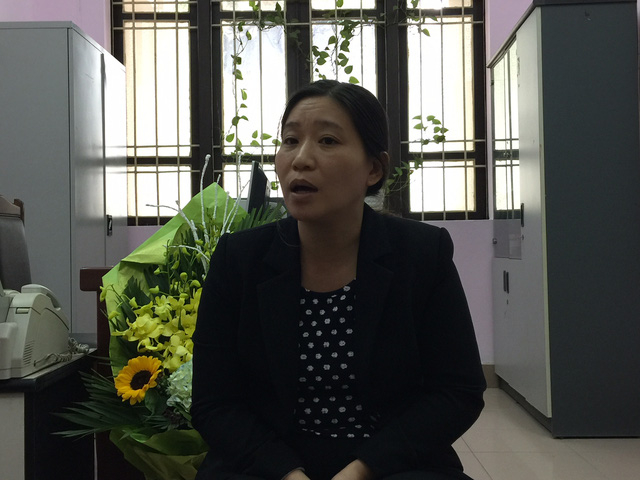 C&ocirc; Mai Anh, người tr&ocirc;ng hộ lớp nhưng kh&ocirc;ng c&oacute; mặt l&uacute;c xảy ra vụ nổ cồn khiến học sinh bị bỏng tại ph&ograve;ng thực h&agrave;nh H&oacute;a.