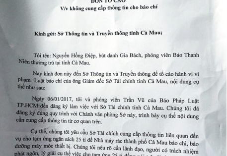 Không cung cấp thông tin, một giám đốc Sở bị nhà báo tố cáo