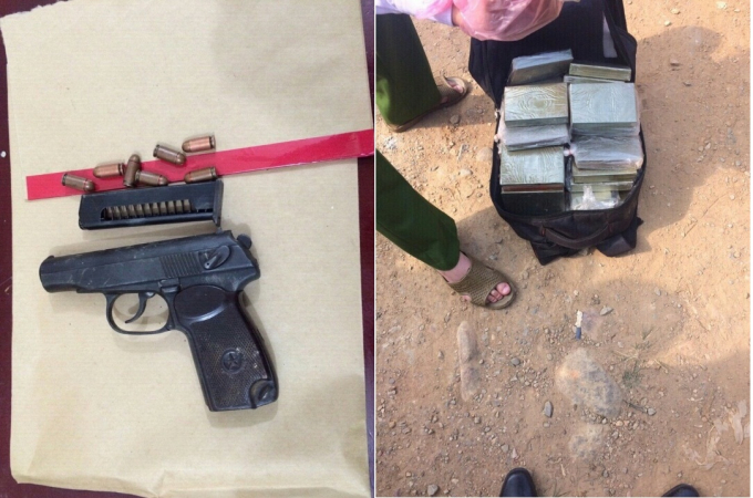 Tang vật c&ugrave;ng khẩu s&uacute;ng K59 được đối tượng sử dụng chống trả lực lượng chức năng.