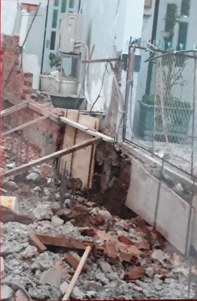 H&igrave;nh ảnh nh&agrave; &ocirc;ng Chờ thi c&ocirc;ng ảnh hưởng nh&agrave; &ocirc;ng Hải (ảnh &ocirc;ng Hải cung cấp)