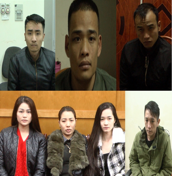 7 đối tượng bị bắt giữ tại cơ quan C&ocirc;ng an.