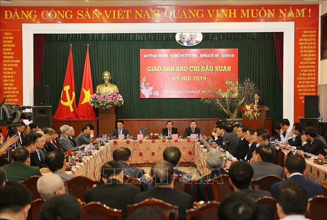 Quang cảnh Hội nghị giao ban b&aacute;o ch&iacute; đầu Xu&acirc;n Kỷ Hợi 2019. Ảnh: Dương Giang/TTXVN