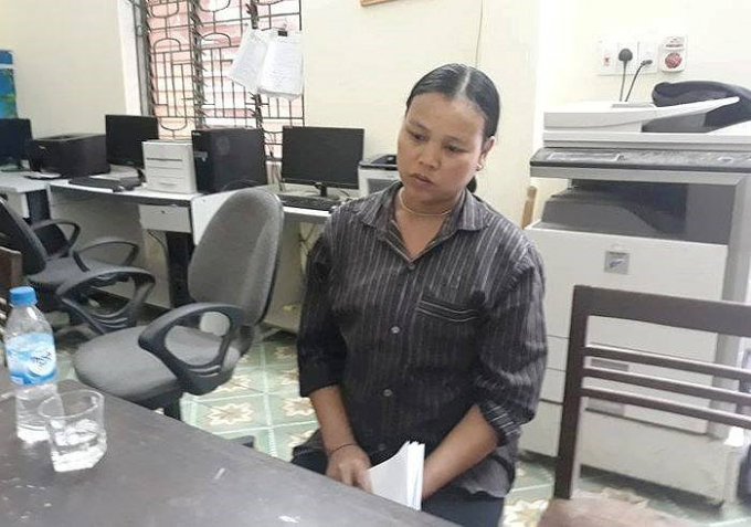 Moong Thị L&yacute; tại cơ quan c&ocirc;ng an.