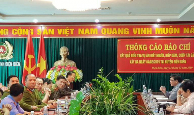 C&ocirc;ng an tỉnh Điện Bi&ecirc;n Họp b&aacute;o th&ocirc;ng tin ban đầu về vụ &aacute;n.