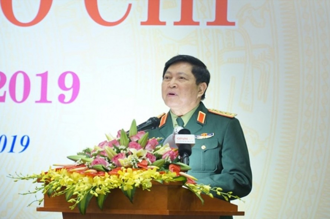 Đại tướng Ng&ocirc; Xu&acirc;n Lịch ph&aacute;t biểu tại buổi gặp mặt.&nbsp;