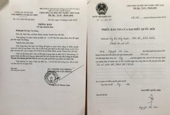 Nội dung phản hồi của c&aacute;c cơ quan chức năng &ocirc;ng Mạnh gửi đơn cầu cứu.