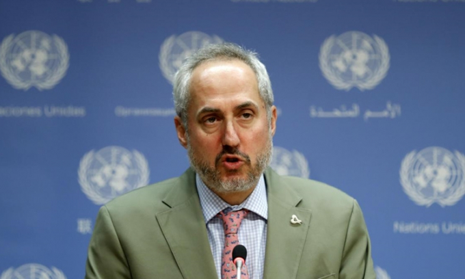 &Ocirc;ng Stephane Dujarric, ph&aacute;t ng&ocirc;n vi&ecirc;n của Tổng thư k&yacute; Li&ecirc;n Hợp Quốc. (Ảnh:&nbsp;Reuters).