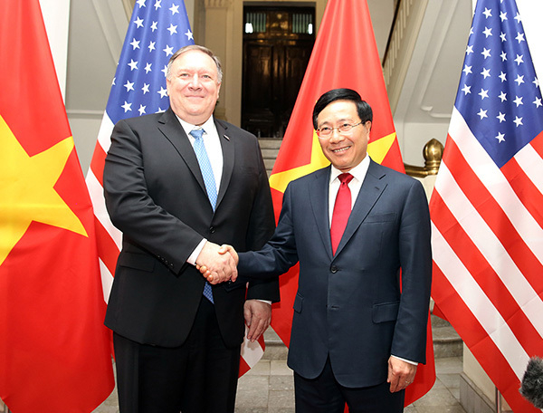Ph&oacute; Thủ tướng, Bộ trưởng Ngoại giao Phạm B&igrave;nh Minh v&agrave; Ngoại trưởng Hoa Kỳ&nbsp;Mike Pompeo.