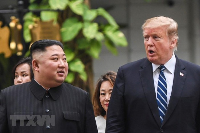 Tổng thống Mỹ Donald Trump v&agrave; Chủ tịch Triều Ti&ecirc;n Kim Jong-un. Ảnh: TTXVN.