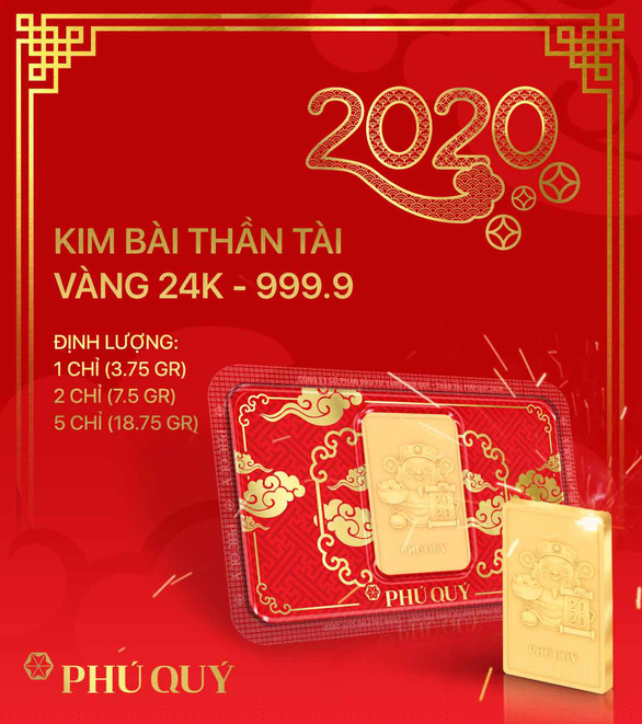 Kim bài Thần tài với định lượng 1 chỉ, 2 chỉ và 5 chỉ trong BST Thần Tài Phú Quý