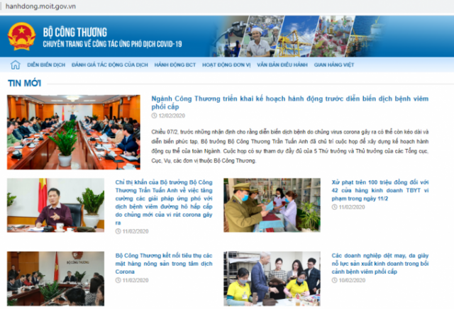 Bộ Công Thương chính thức ra mắt chuyên trang phòng chống dịch bệnh Covid-19