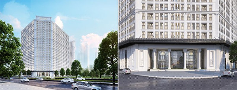 Ông Đỗ Xuân Quân TGĐ Công ty cổ phần bất động sản Mỹ Đình và Ông Nguyễn Xuân Đức Chủ tịch HĐQT Công ty Cổ phần Bất động sản Belleville Hà Nội trao sổ đỏ cho cư dân đầu tiên Dự án The Emerald.