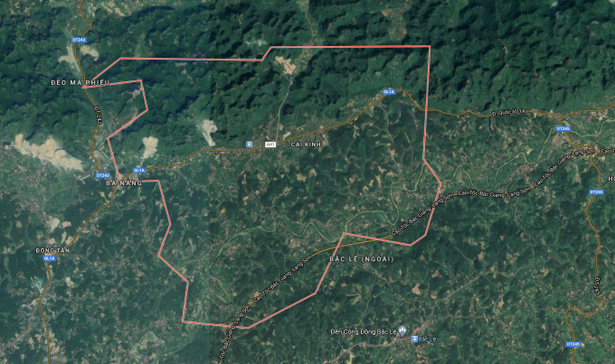 Xã Cai Kinh thuộc huyện Hữu Lũng, tỉnh Lạng Sơn. Ảnh: Google Maps