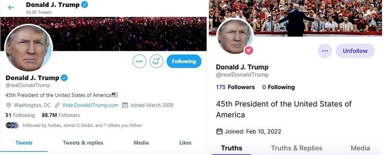 Giao diện mạng xã hội Truth Social bị