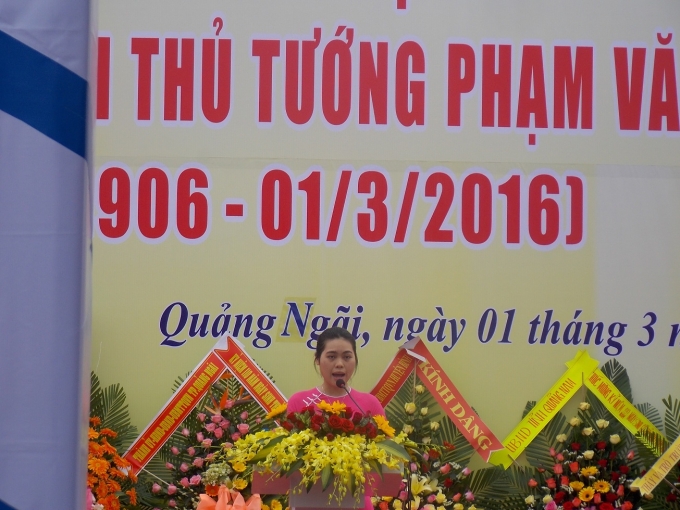 Đại diện thế hệ trẻ ph&aacute;t biểu tri &acirc;n cố Thủ tướng tại buổi Lễ kỷ niệm.