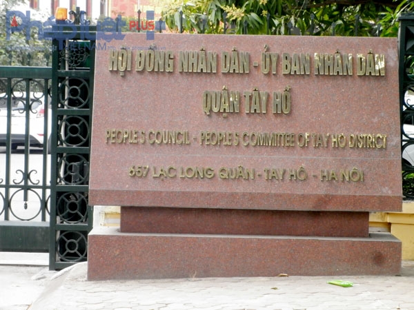 Uỷ ban nh&acirc;n d&acirc;n quận T&acirc;y Hồ.