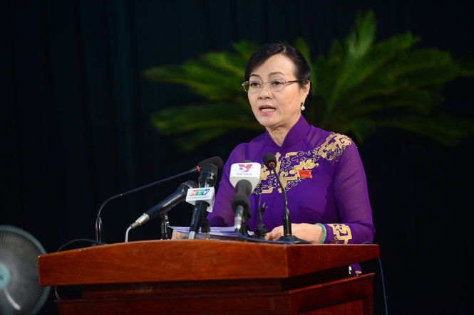 B&agrave; Nguyễn Thị Quyết T&acirc;m, Chủ tịch Hội đồng Bầu cử TP cho biết TPHCM sẽ ch&iacute;nh thức đề xuất Hội đồng Bầu cử Quốc gia quy định ứng vi&ecirc;n ứng cử ĐBQH v&agrave; ĐB.HĐND phải c&oacute; giấy chứng nhận sức khỏe - Ảnh: Quang Định.