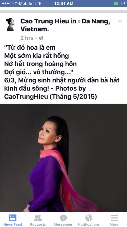 Những d&ograve;ng chia sẻ của đạo diễn Cao Trung Hiếu gửi tới danh ca Kh&aacute;nh Ly nh&acirc;n sinh nhật lần thứ 71 của b&agrave;.