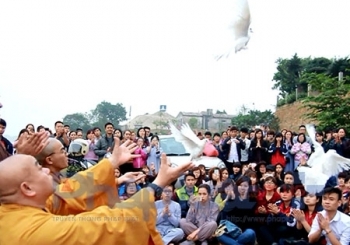 Hàng trăm sinh viên cùng phóng sinh và thả đèn hoa đăng,…giữa sông Hồng