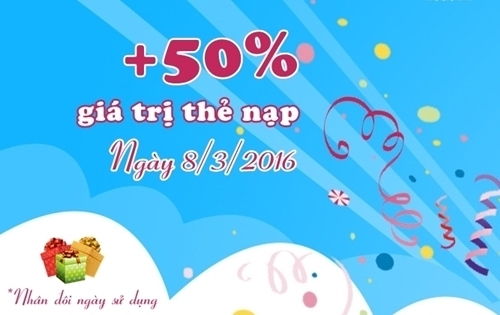 Khuyến mãi Vinaphone tặng 50% thẻ nạp ngày 8/3