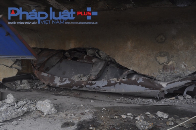 Cận cảnh hậu quả của vụ va chạm.