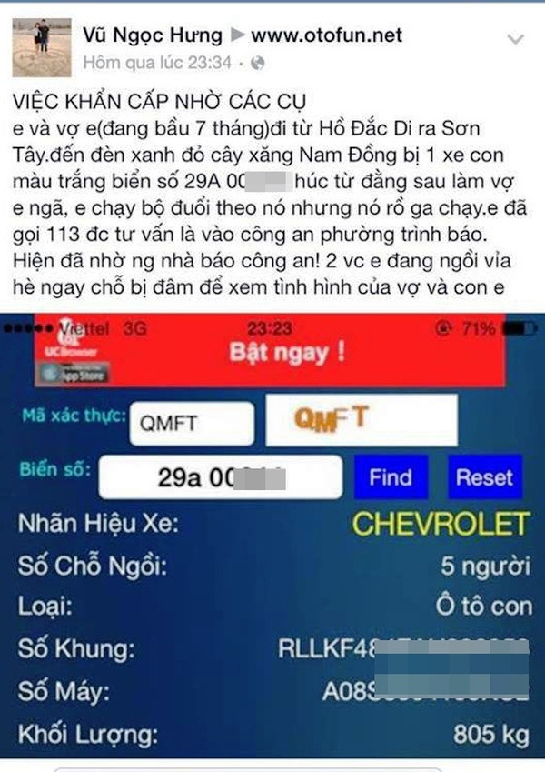 Bất b&igrave;nh v&igrave; sự v&ocirc; tr&aacute;ch nhiệm của t&agrave;i xế g&acirc;y tai nạn, anh Vũ Ngọc Hưng l&ecirc;n mạng k&ecirc;u gọi sự trợ gi&uacute;p để truy t&igrave;m danh t&iacute;nh của người n&agrave;y.