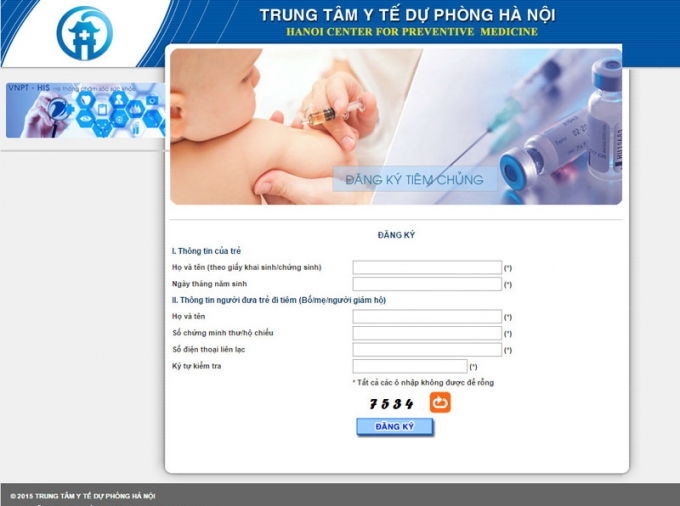 Giao diện website đăng k&yacute; ti&ecirc;m chủng trực tuyến hoạt động v&agrave;o 9 giờ 00 ph&uacute;t ng&agrave;y .