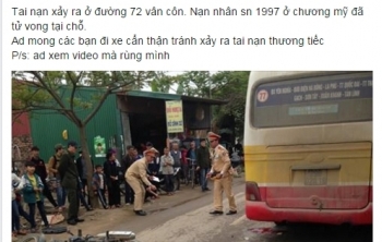 Hà Nội: Đường trơn trượt, xe máy va quệt xe buýt 77, 1 người tử vong