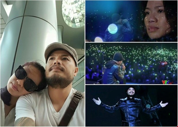 Nhạc sĩ Trần Lập v&agrave; vợ.